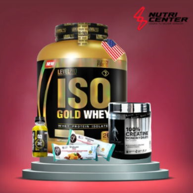 ISO GOLD WHEY 3 KG, CREATINA LEVRONE 300 G, QUEMADOR XB, 2 BARRAS PROTEICAS